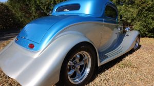 Florida Rod Shop 1933 3 Window Coupe Blue & Silver exterior